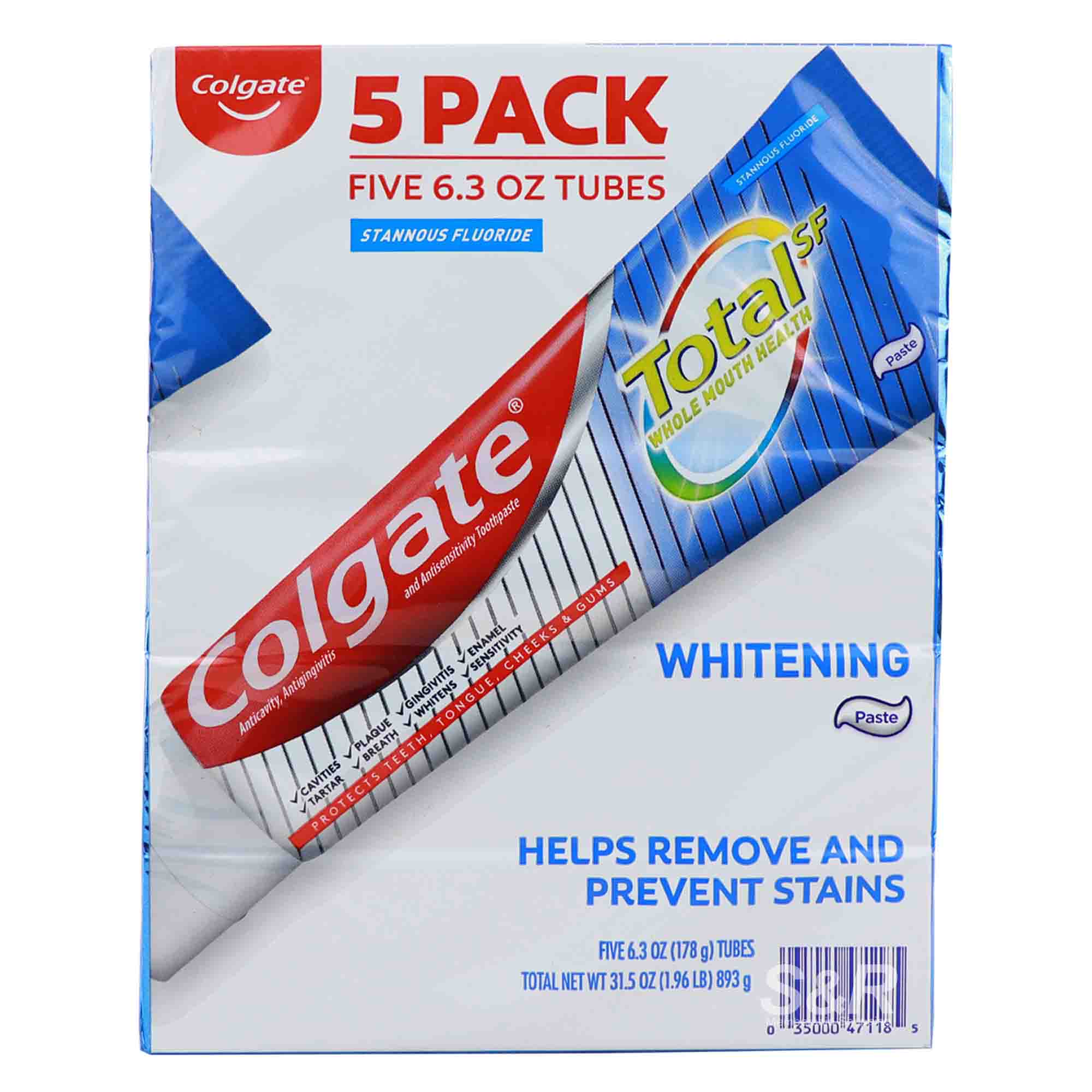 Colgate Total SF Whole Mouth Health Whitening Toothpaste 5pcs